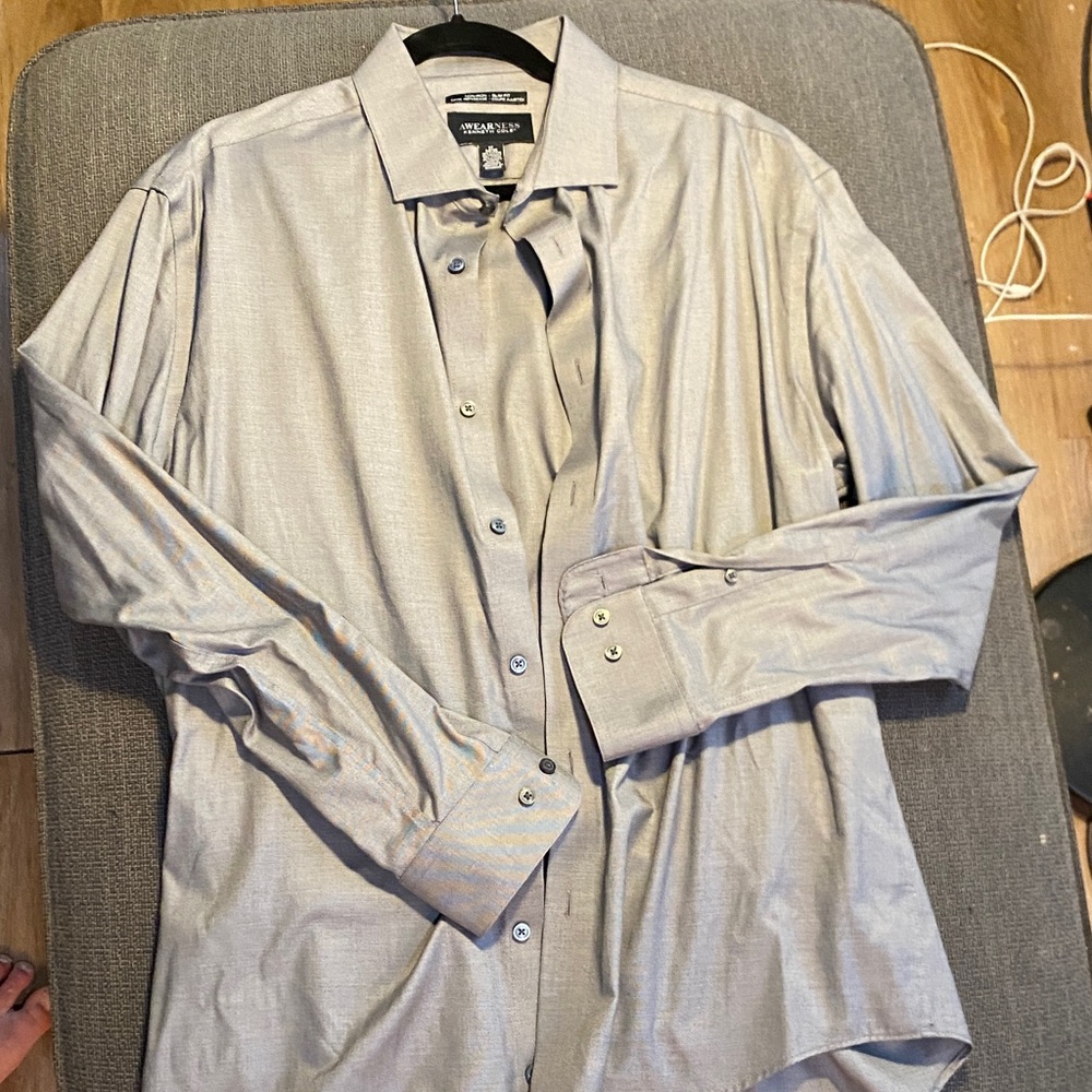 Kenneth Cole Silver Slim Fit Shirt